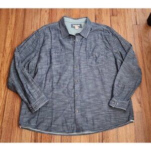 Carbon2Cobalt Shirt XXL 2XL Grey Long Sleeve Button Chambray Double Stripe